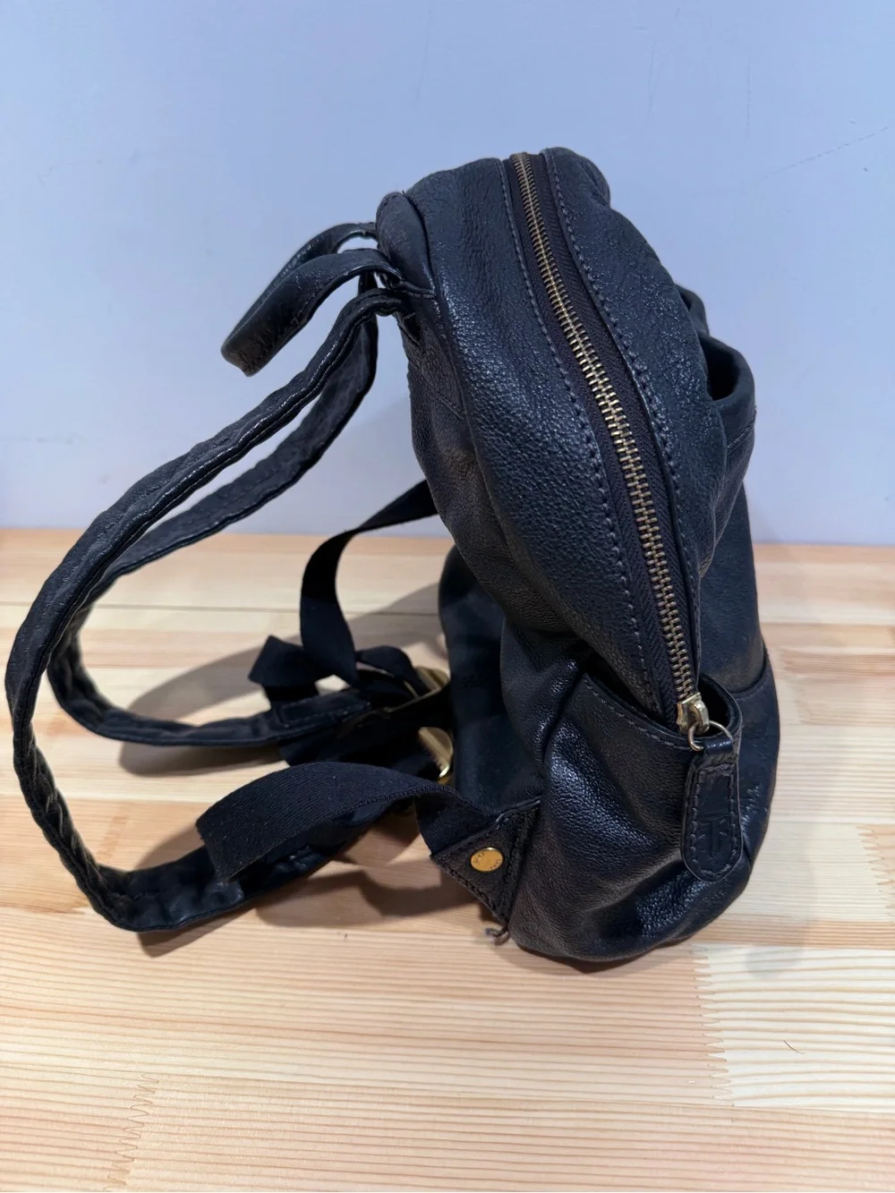 Frye Black Pebbled Leather Mini Backpack